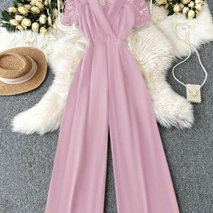 Elegant Pink Lace Jumpsuit